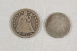 1854 Seated Liberty Half Dime & 1853 Dime w/arrows