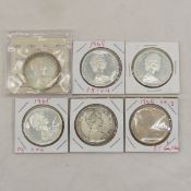 6 1965 Canadian Silver Dollars