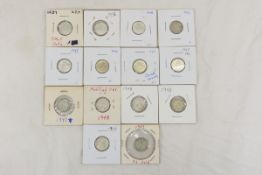 10 Canadian Silver Dimes 1937-1953