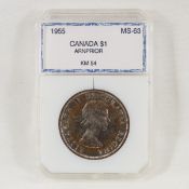 1955 Canadian Silver $1 ARNPRIOR PCI MS63