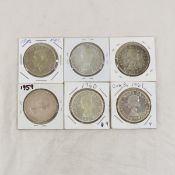 6 1952-1961 Canadian Silver Dollars