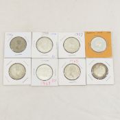 8 Canadian Silver Half Dollars 1956-1966