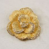 Vintage Christian Dior Gold Tone Rose Brooch
