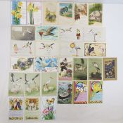 27 Vintage Greeting postcards, Birth, Thanksgiving