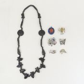 Pendant, Necklace & 5 Mexican Silver Brooches