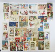 44 Vintage Christmas Postcards, 20 Embossed Santa