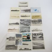 20 Vintage RPPC Postcards Cars, Planes, Ships