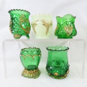 2 Heisey & 3 Riverside Toothpick Holders