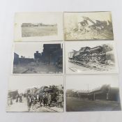 6 Vintage Train Wreck Real Photo Postcards