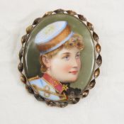 Antique Hand painted Lillian Russell Brooch