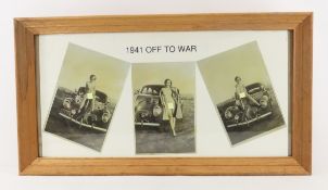 3 Vintage Nude Photos in Frame 1941 Off To War