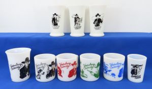 9 Vintage Hopalong Cassidy Milk Glass Glasses
