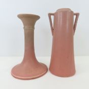Rookwood XXI Vase & Candlestick in Rose Pink