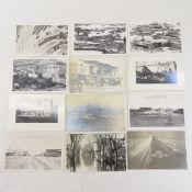 12 Vintage Disaster RPPC Postcards, Floods, Fire
