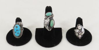 Mother of Pearl & Turquoise Southwest Rings
