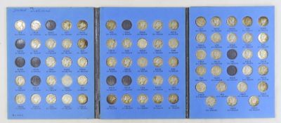 Mercury Dime Collection in book, 67 Coins