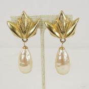 Vintage Karl Lagerfeld Baroque Pearl Clip Earrings