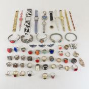 Men's and ladies costume jewelry rings, bracelets