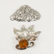 2 Vintage Sterling Silver Brooches 46.7 grams