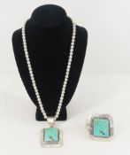 Sterling & Large Turquoise Necklace & Bracelet