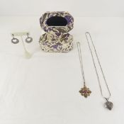 Sterling Marcasite & 835 Silver Filigree Jewelry
