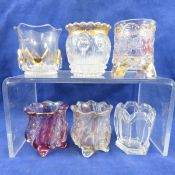 3 Fostoria & 3 EAPG Toothpick Holders