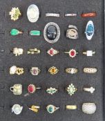 30 Assorted Fashion Rings- some Gold Plated