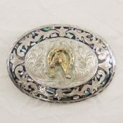Mexican Sterling Inlay Horseshoe Belt Buckle