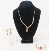 Spiny Oyster & Opal Sterling Jewelry Set 52.7grams
