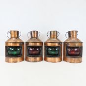 2 Pair of Copper Port & Starboard Oil Lanterns