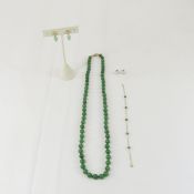 Jade & 14kt Necklace, Earrings and Bracelet