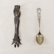 Gorham Sterling Sugar Tongs & Good Luck Spoon