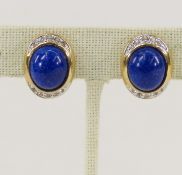 Vintage Panetta Faux Lapis & Rhinestone Earrings