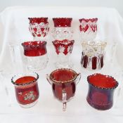 9 Ruby Flash Glass Toothpick Holders- some EAPG