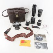 Canon AE-1 Camera with lenses in case