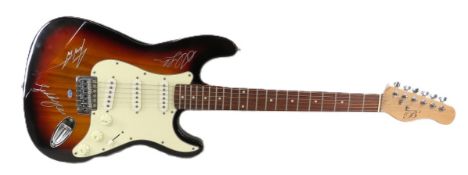 Electric Guitar Autographed By RUSH, all 3 members