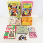 5 Vintage Puzzles, Playing Cards & Clay Marbles