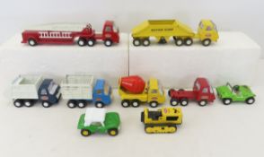 8 Vintage Small Tonka Vehicles & 1 extra cab