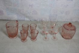 11 Pieces of Pink Depression Glass