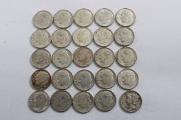 25 Silver Dimes 24 Roosevelt, 1 Mercury