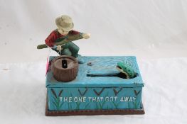 Cast Iron Mechanical Bank The One That Got Away