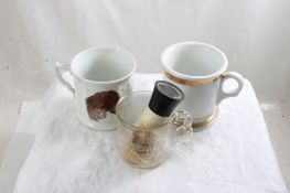 3 Shaving Mugs & 1 Shaving Brush