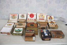 Lot Cigar Boxes Metal, Wood & Others