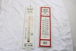 2 Iowa Advertising Metal Thermometers