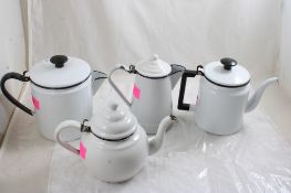 3 Enamelware Coffee Pots, 1 Enamelware Teapot