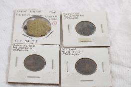 3 St. Paul, Mn. & 1 West Union Liquor Store Tokens