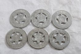 6 Vintage Good Luck Aluminum Tokens