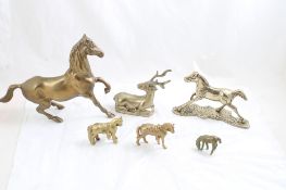 6 Brass Horse & Deer Figurines
