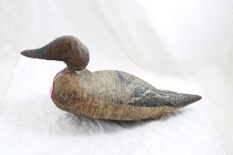 Old Wood Duck Decoy w/Glass Eyes 18.5