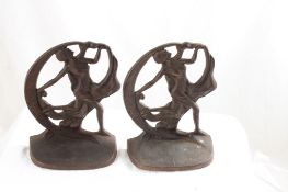 1930 Cast Iron Nude Ladies Art Deco Bookends 6.5